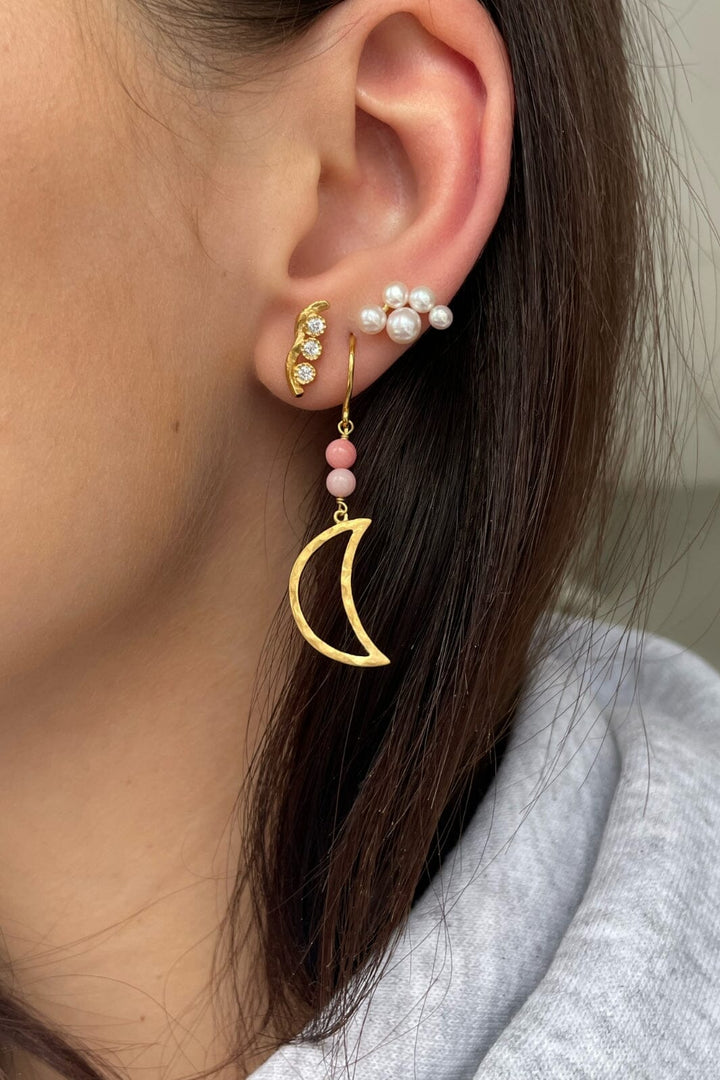 Forudbestilling - Stine A - Flow Earring With Three Stones - Single - 1335-02-S Øreringe