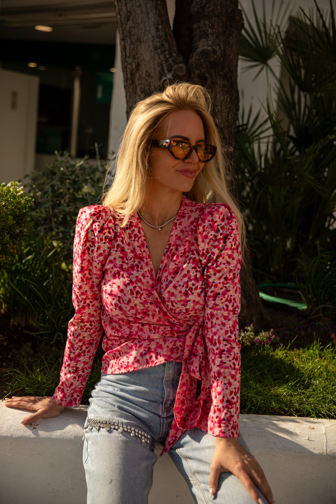 Forudbestilling - Valentin Studio - Josie Ink Dots Blouse 165457 - Pink 170 Bluser