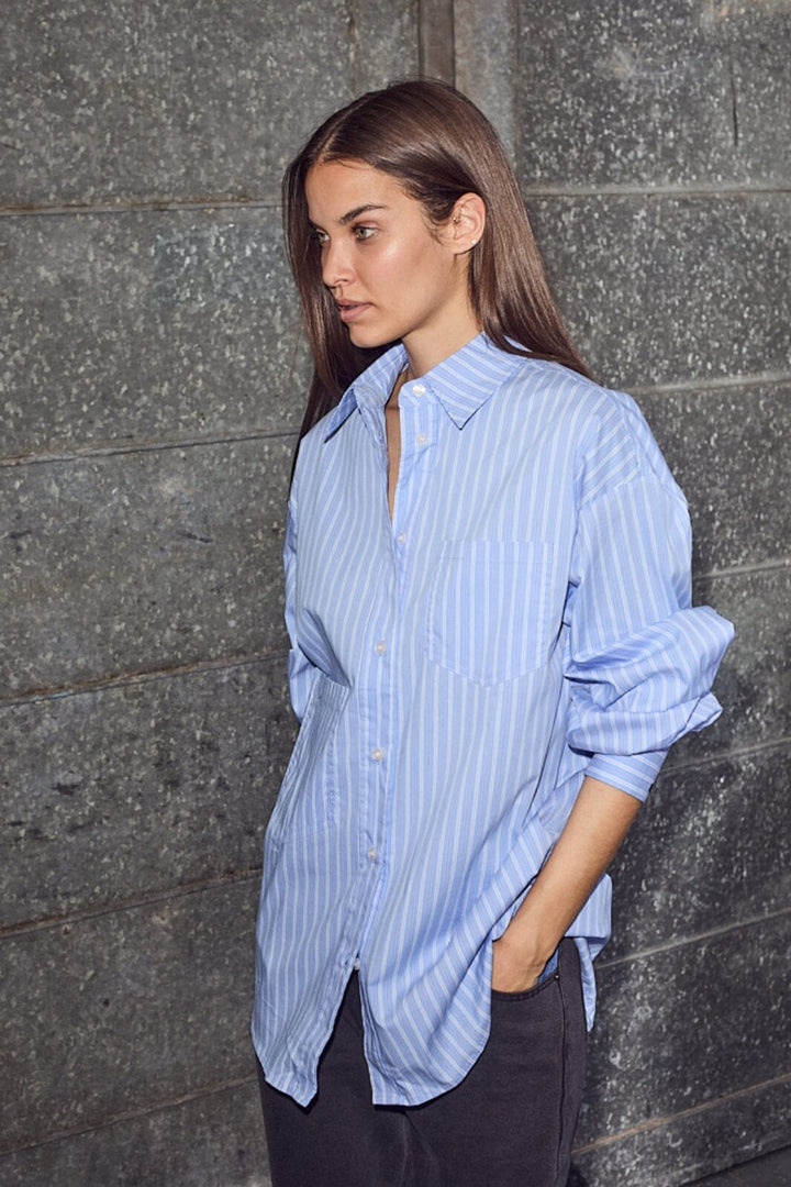 Haute L'Amitié - Pocket Stripe Shirt HL10259 - Blue Skjorter