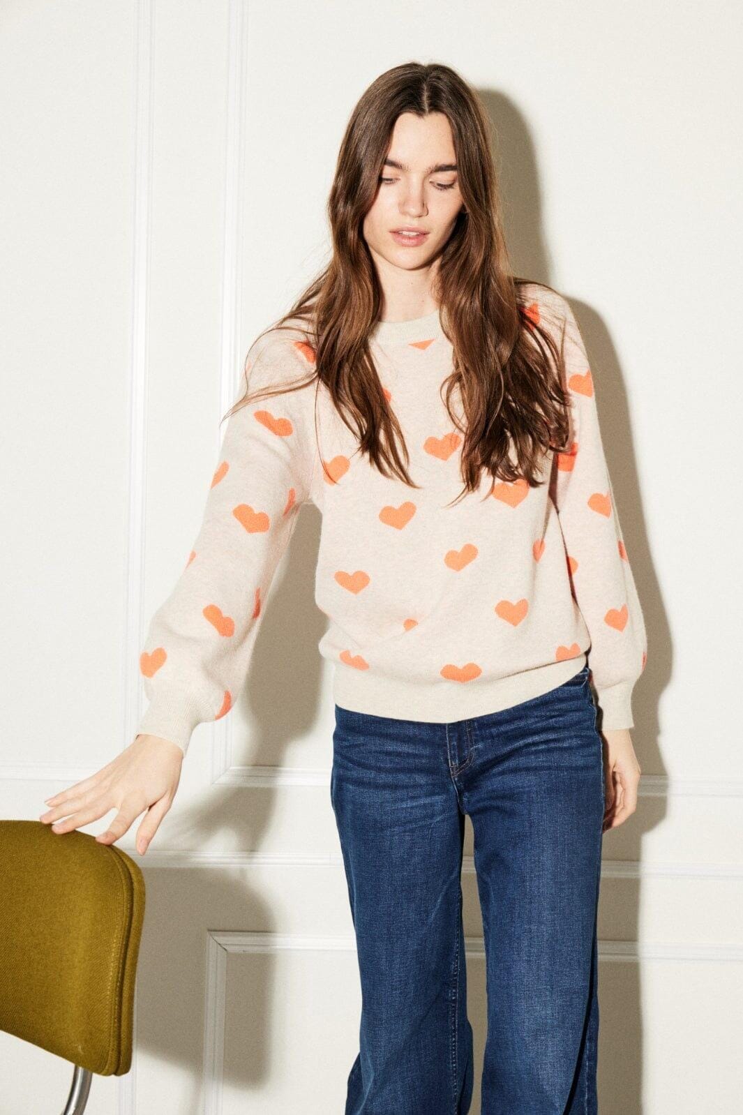 Ichi - Ihbrielle Ls2 - 203204 Oatmeal W. Hot Coral Pullover