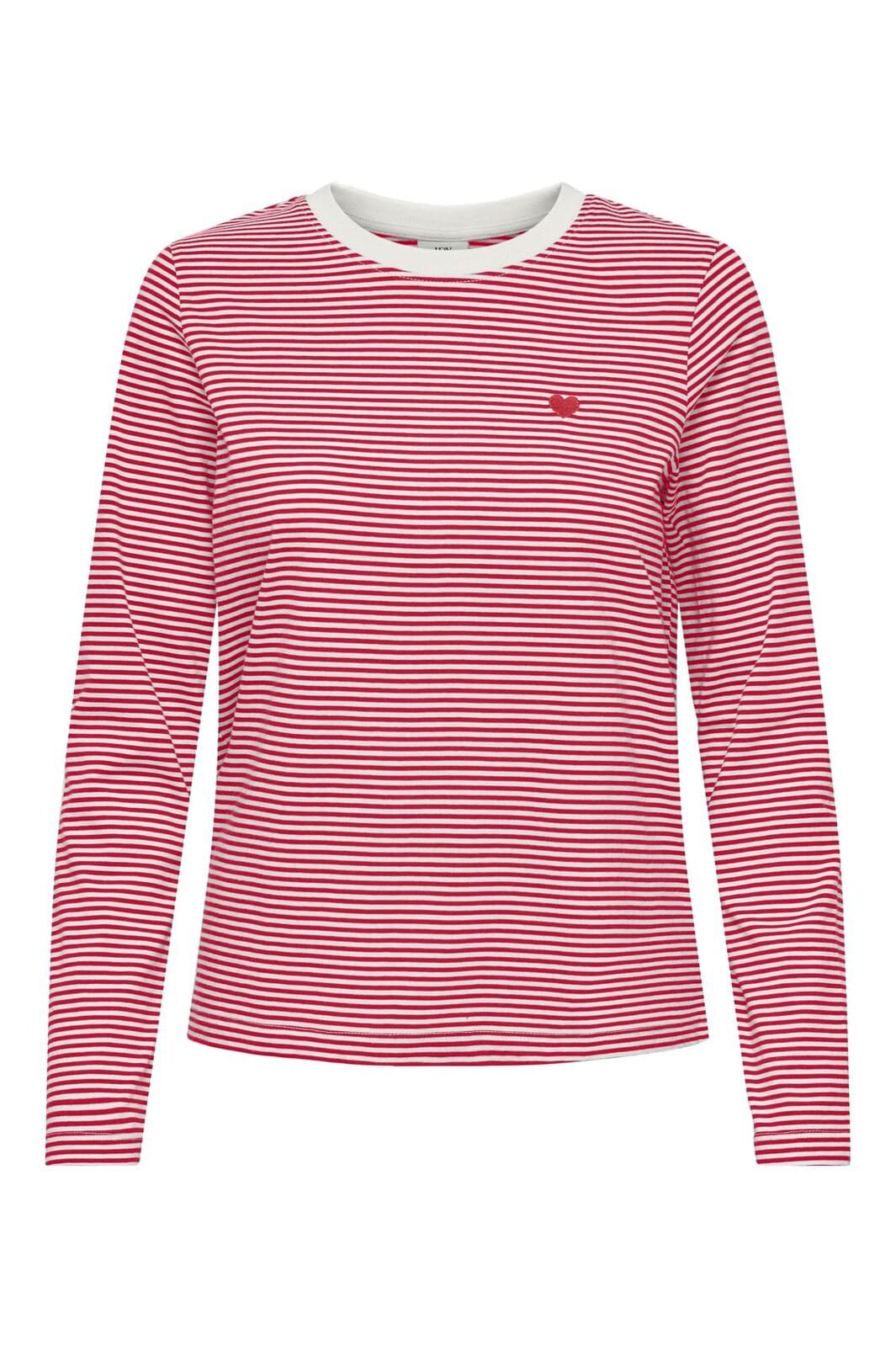 JDY - Jdypisa L/S Print Top Dia - 4935900 Cloud Dancer Ski Patrol Stripes/Bs Heart