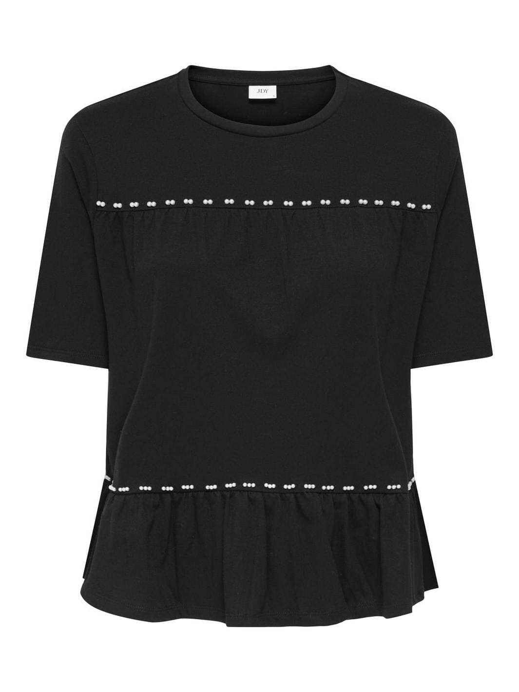 JDY - Jdypoula S/S Pearl Top - 4839988 Black White Pearls