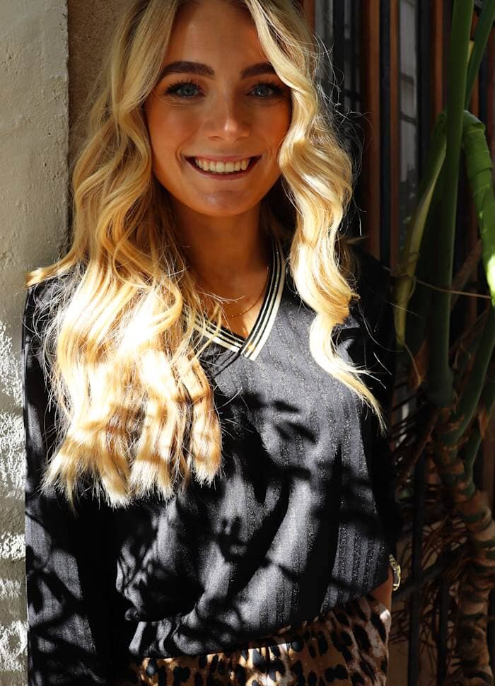 Liberte - Felia-Ls-Tshirt 22158 - Black Simili Bluser