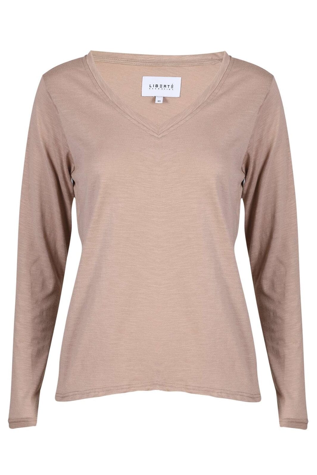 Liberte - Ulla-Ls-Vneck-Tshirt 22159 - Sand T-shirts