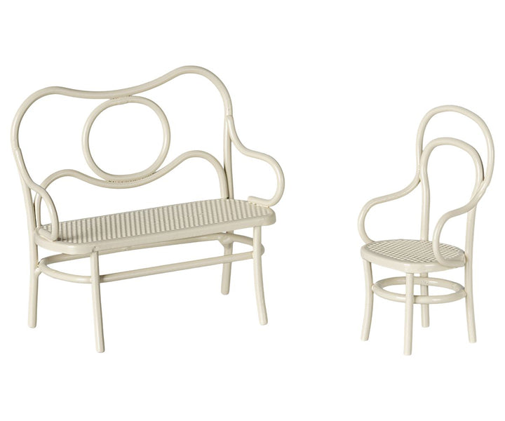 Maileg - Cafésæt, Mus, Lille - Råhvid - Mouse Furniture Legetøj