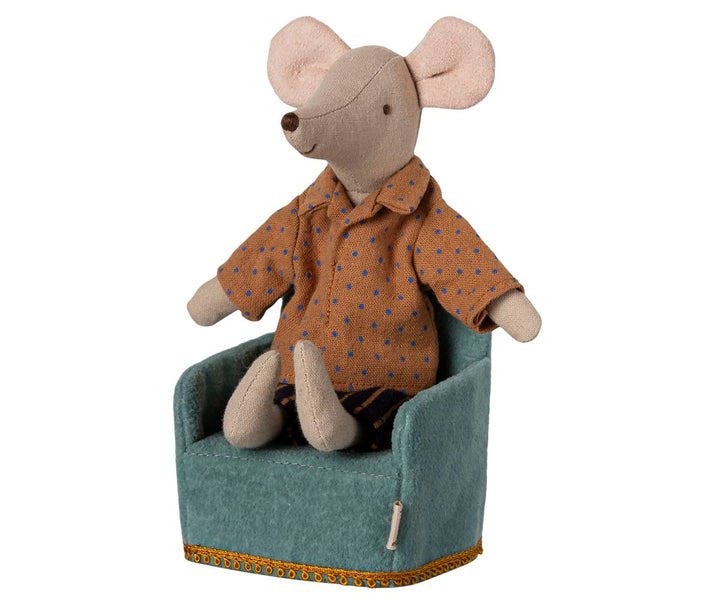 Maileg - Foldbar Stol, Mus - Mint - Mouse Furniture Legetøj