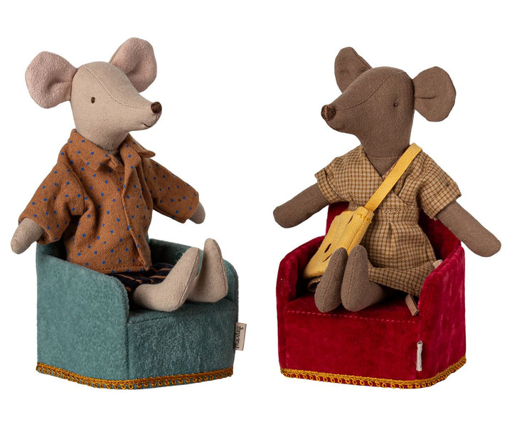 Maileg - Foldbar Stol, Mus - Mint - Mouse Furniture Legetøj