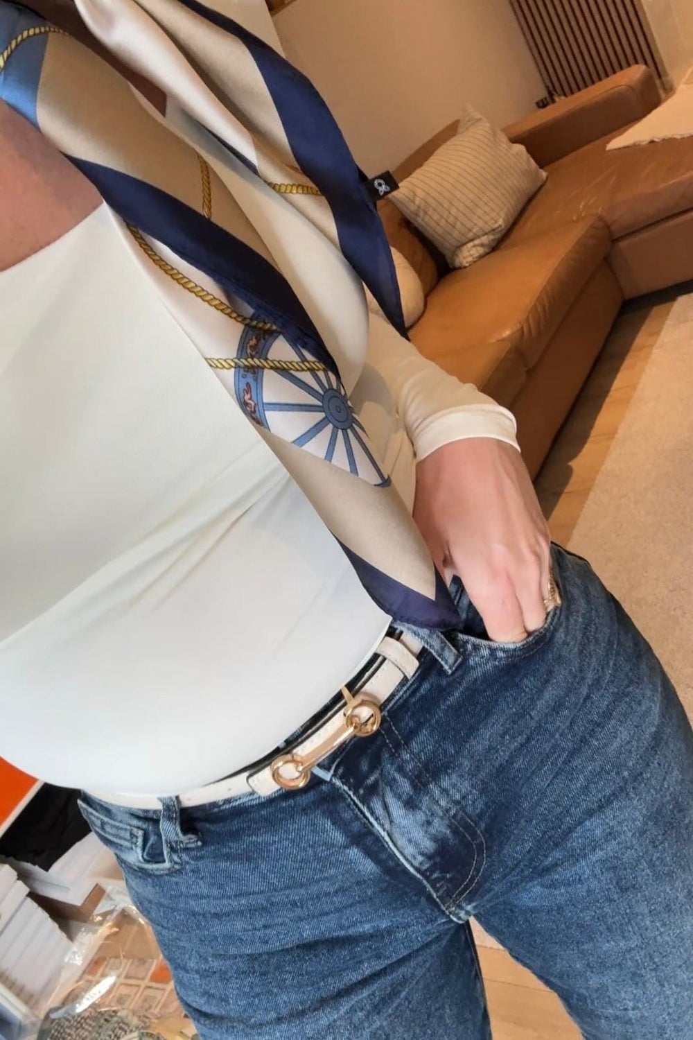 Mellow Moon - Belt With Metal Buckle CT3640016 - Beige Bælter