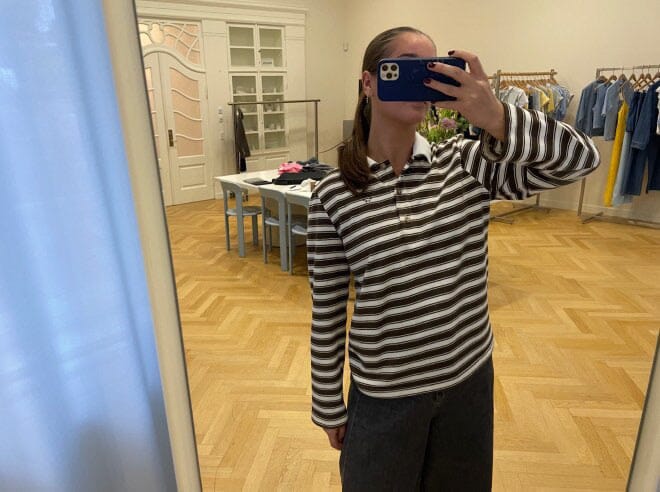 Modström - Typemd Ls Polo 58762 - 11184 - Chocolate Chip Stripe T-shirts