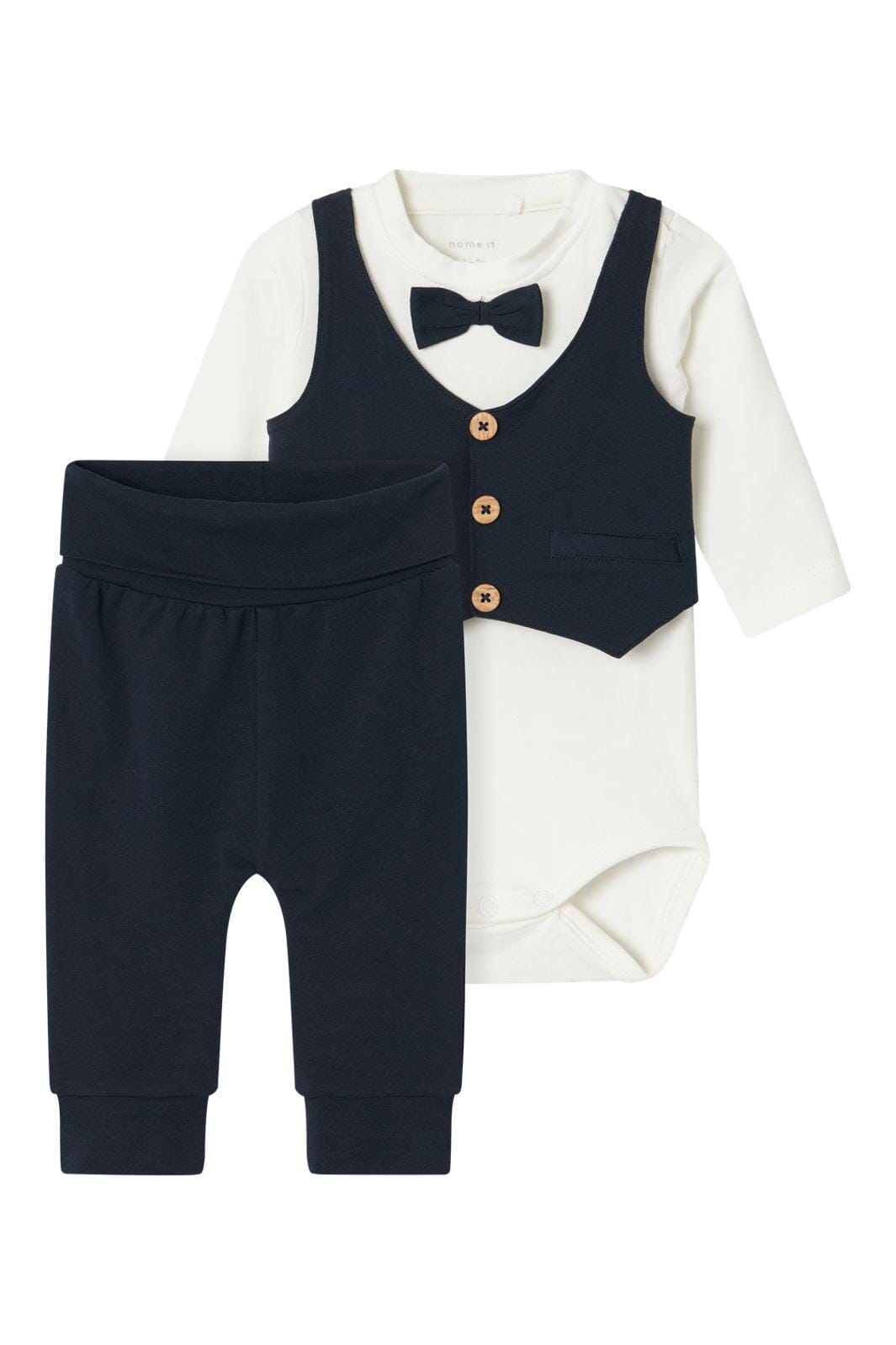 Name It - Nbmadam Ls Body Set - 4615524 Dark Sapphire Solid Pant Bodystockings