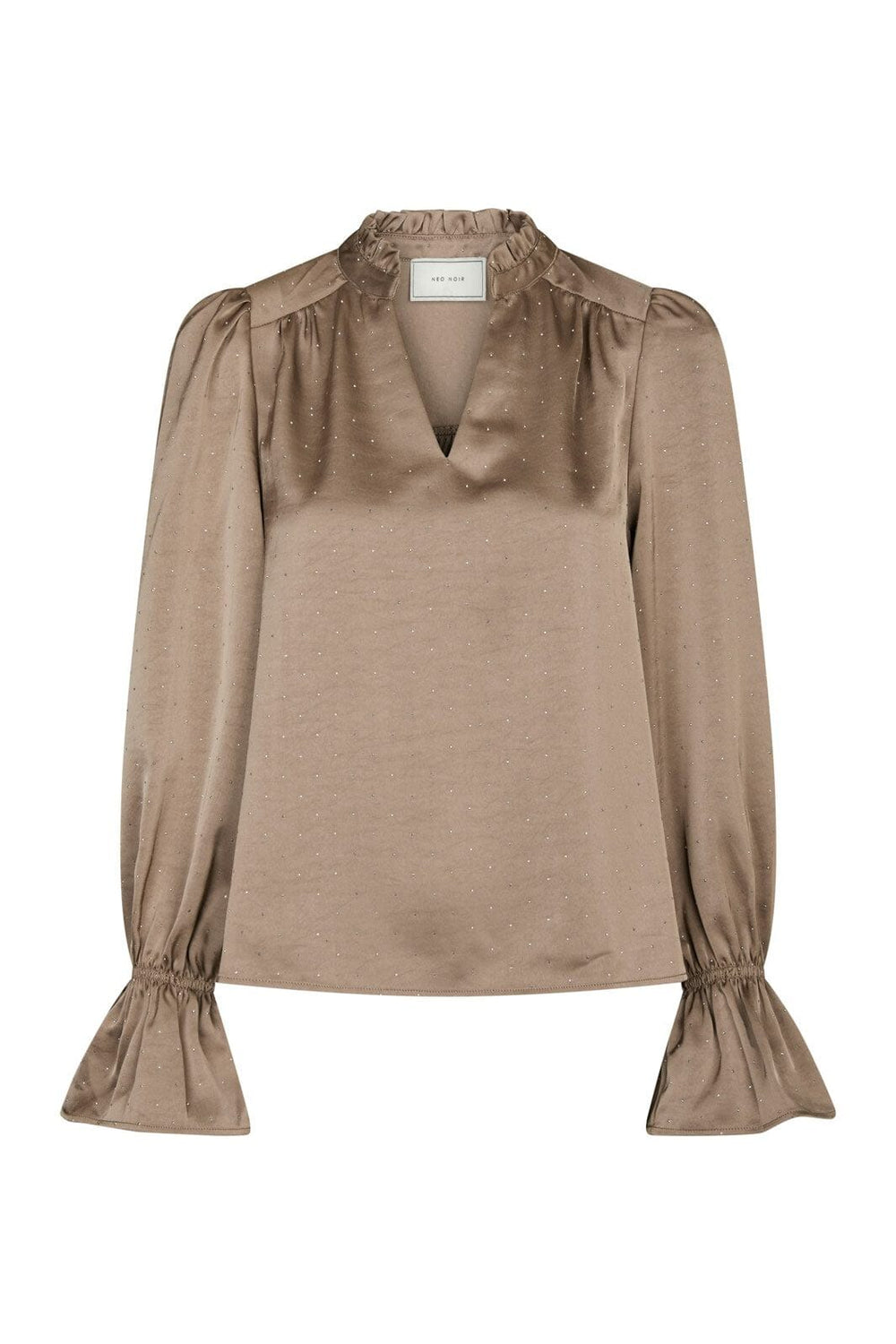 Neo Noir - Amara Heavy Satin Bedaz Blouse 166578 - 811 - Dark Taupe