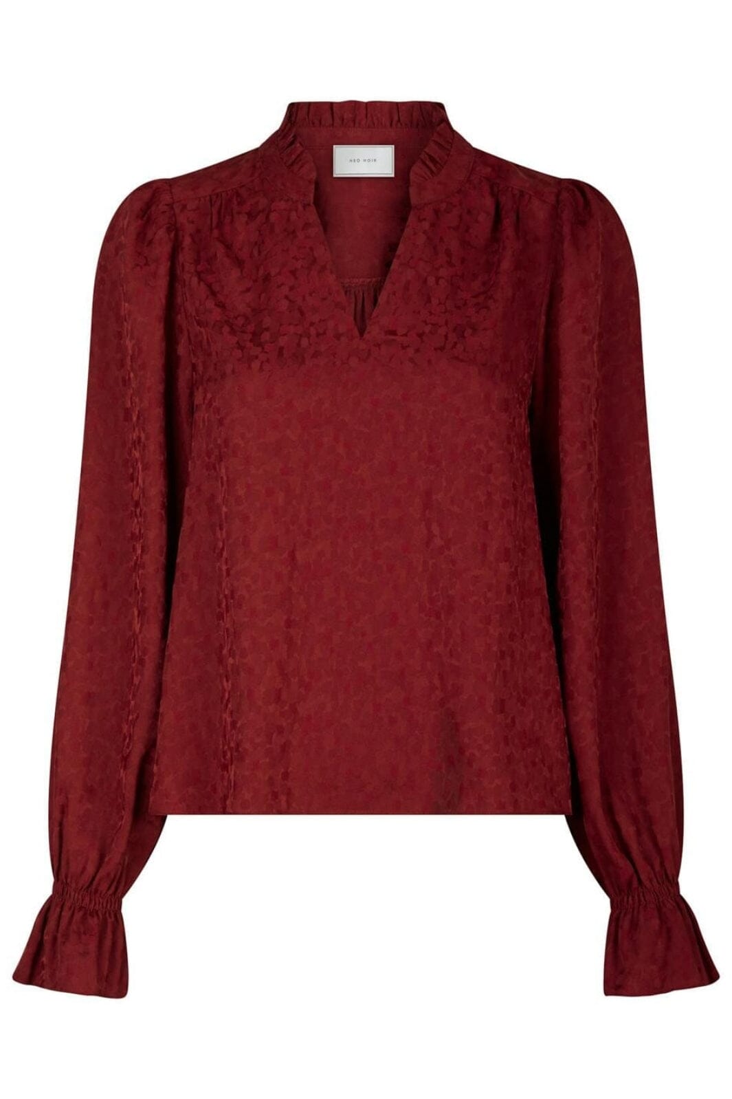 Neo Noir - Amara Jacquard Dot Blouse 164320 - Wine Bluser