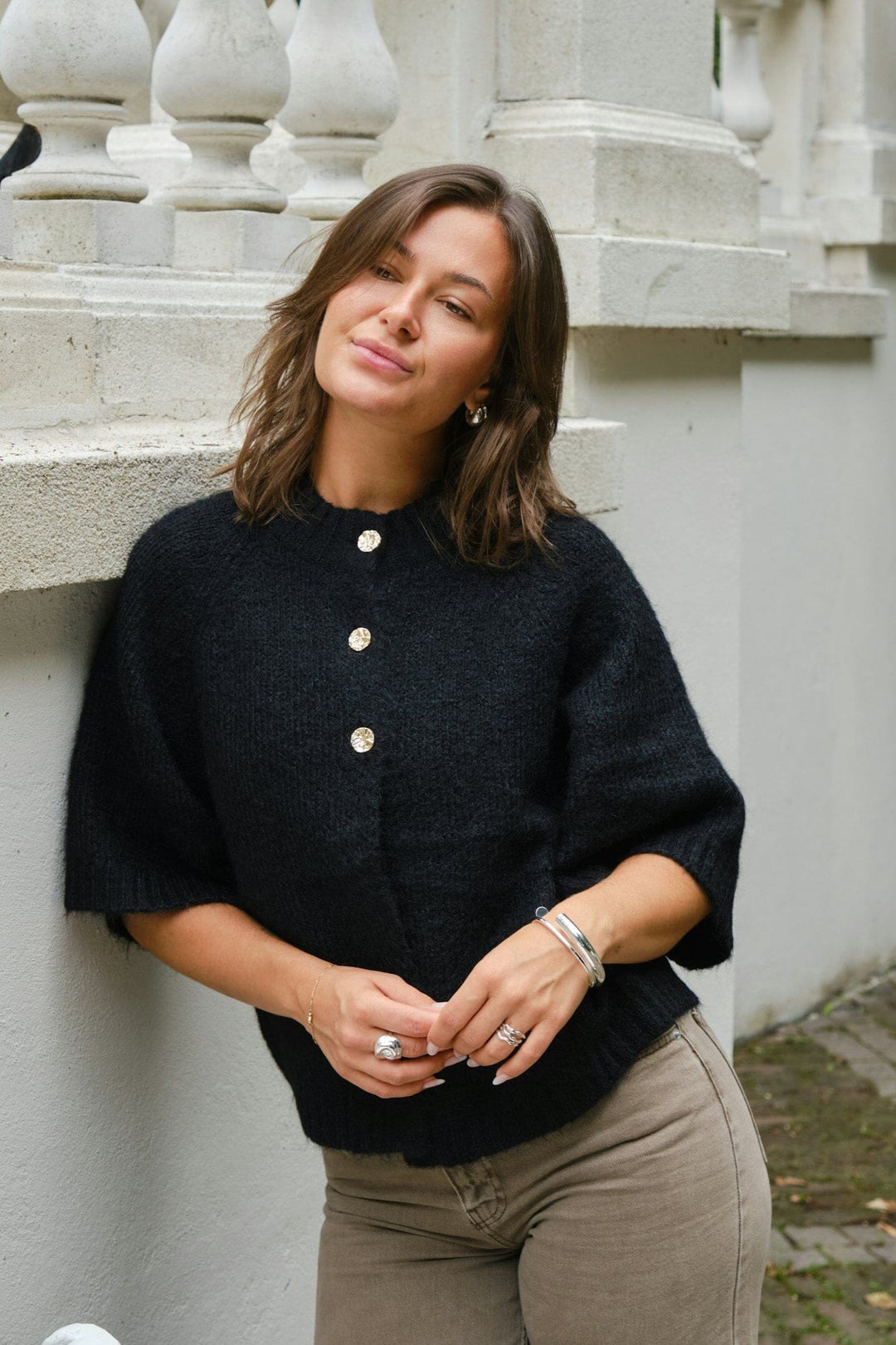 Neo Noir - Benuta Fluffy Knit Cardigan 165816 - 100 - Black Cardigans