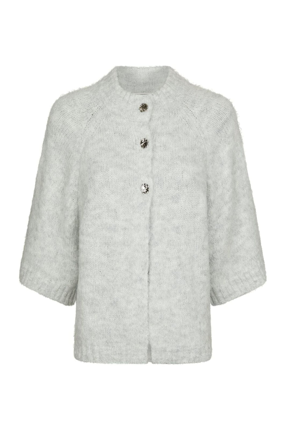 Neo Noir - Benuta Fluffy Knit Cardigan 165816 - 103 - Light Grey Melange Cardigans