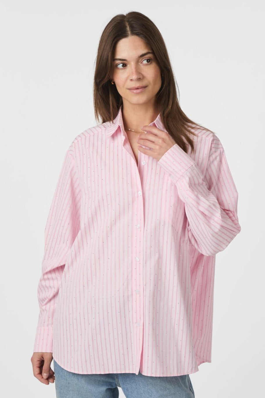 Neo Noir - Dalma Soft Stripe Stone Shirt 166553 - 170 - Pink