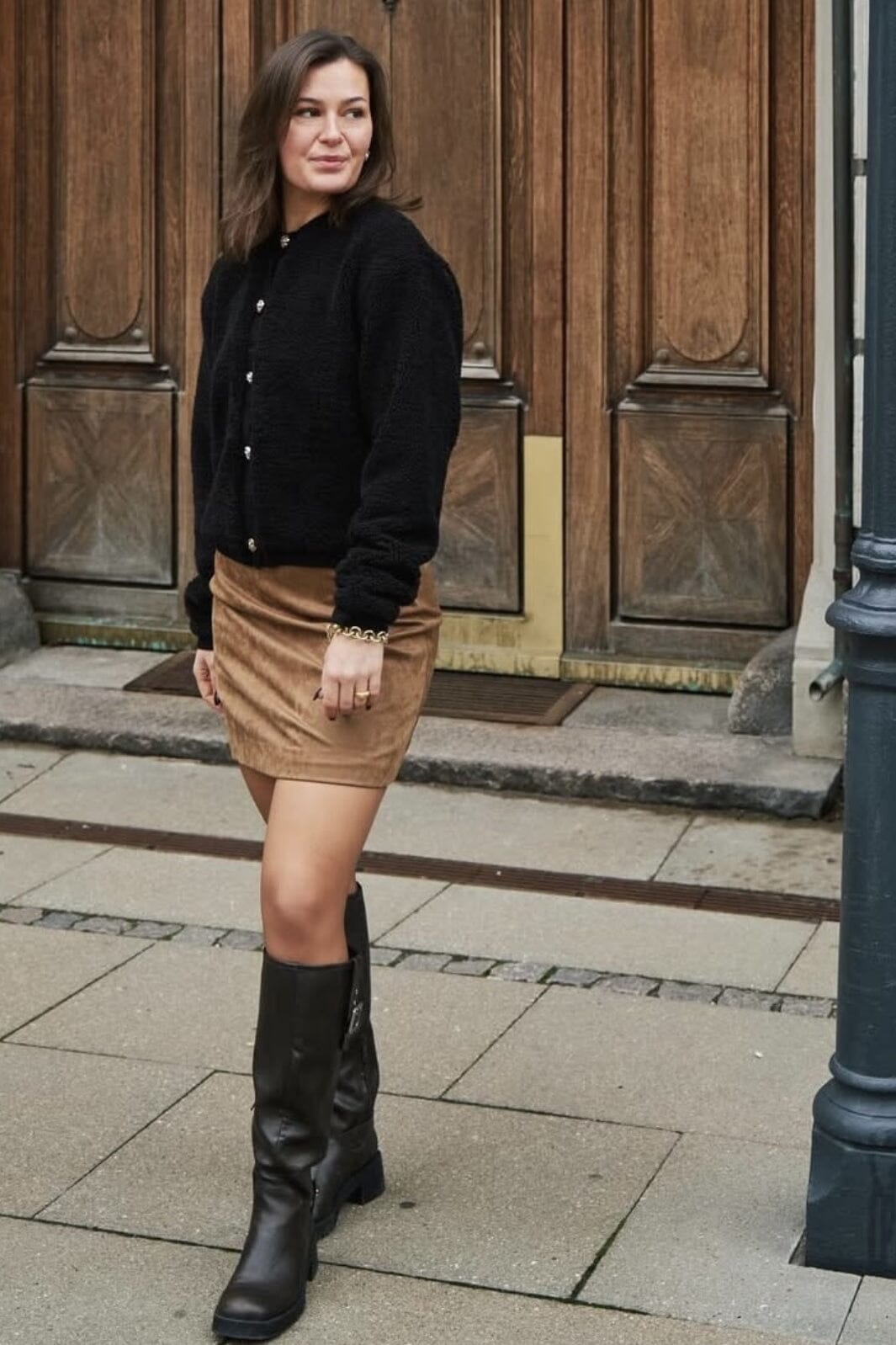 Neo Noir - Hemie Faux Suede Skirt 164554 - Cognac Nederdele
