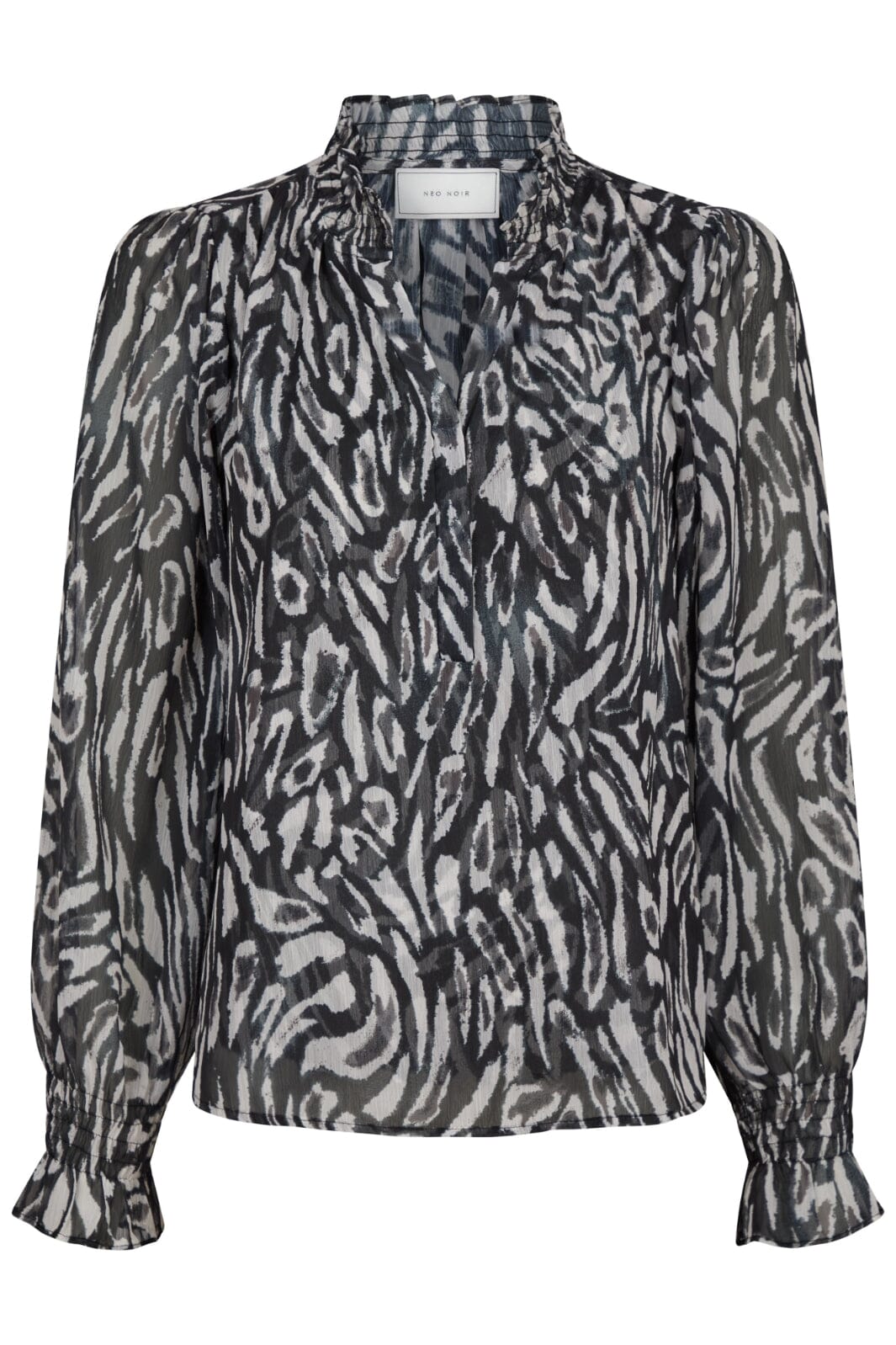 Neo Noir - Leia Abstract Leo Blouse 164591 - Black Bluser