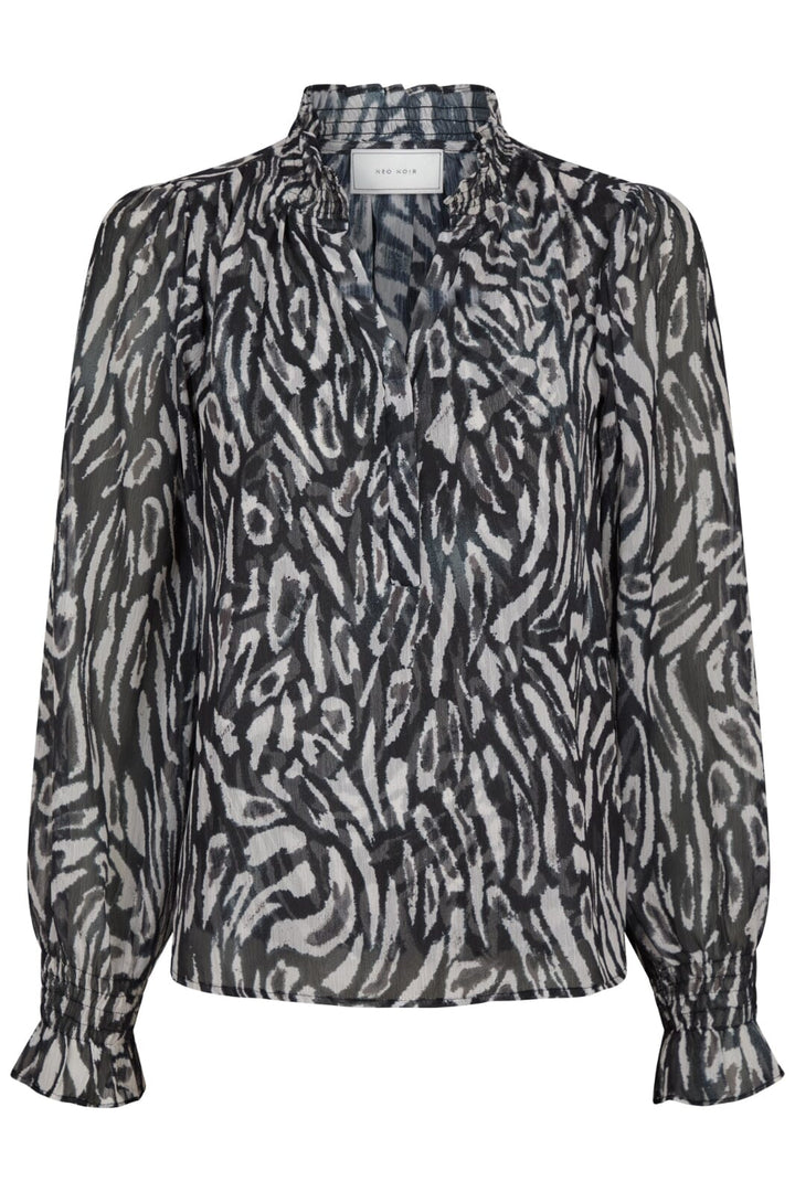 Neo Noir - Leia Abstract Leo Blouse 164591 - Black Bluser