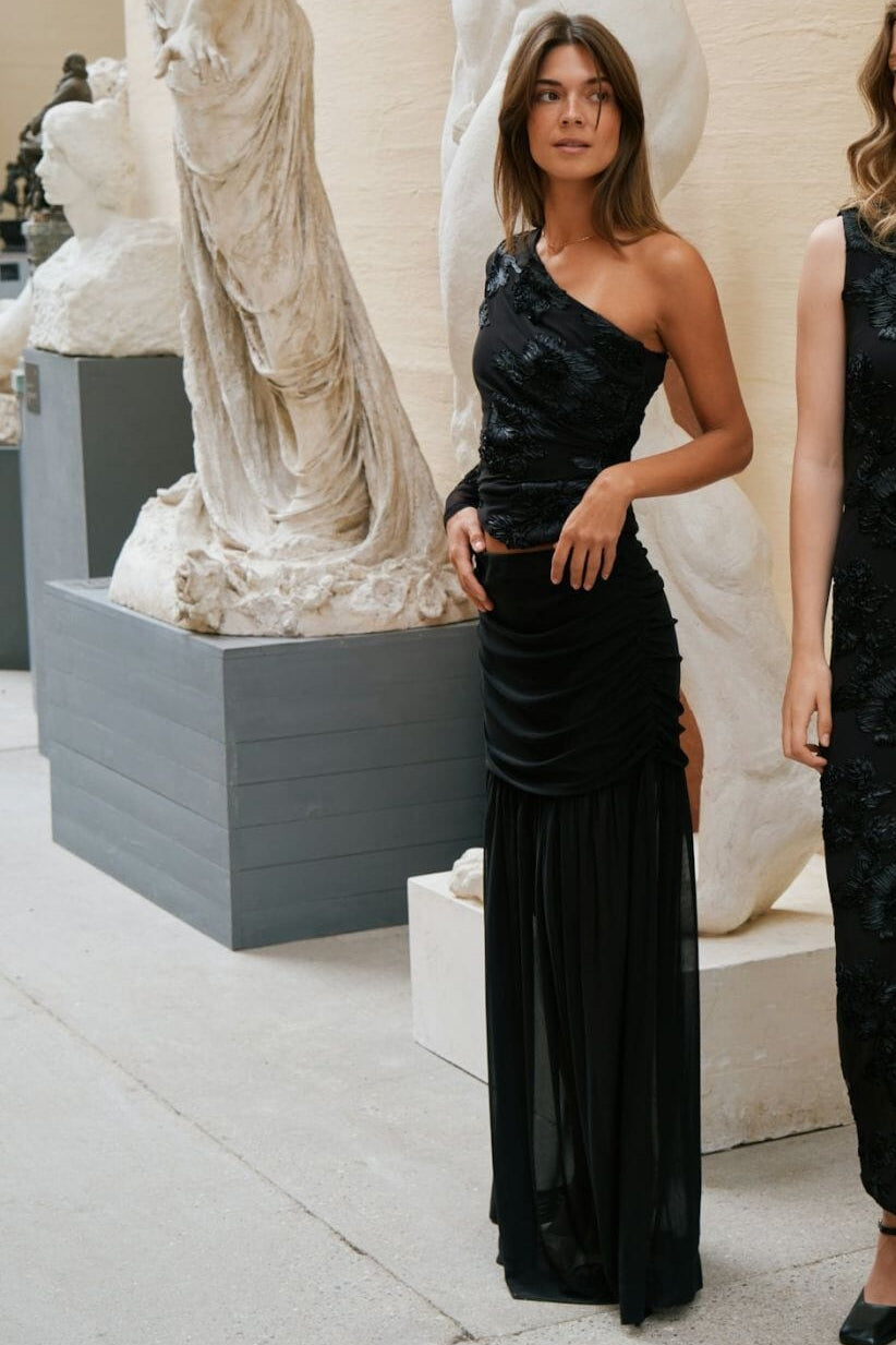 Neo Noir - Mori Layered Skirt 166934 - 100 - Black Nederdele