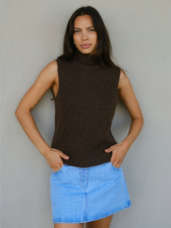 Neo Noir - Odelia Knit Top 161753 - 205 - Brown Melange Strikbluser