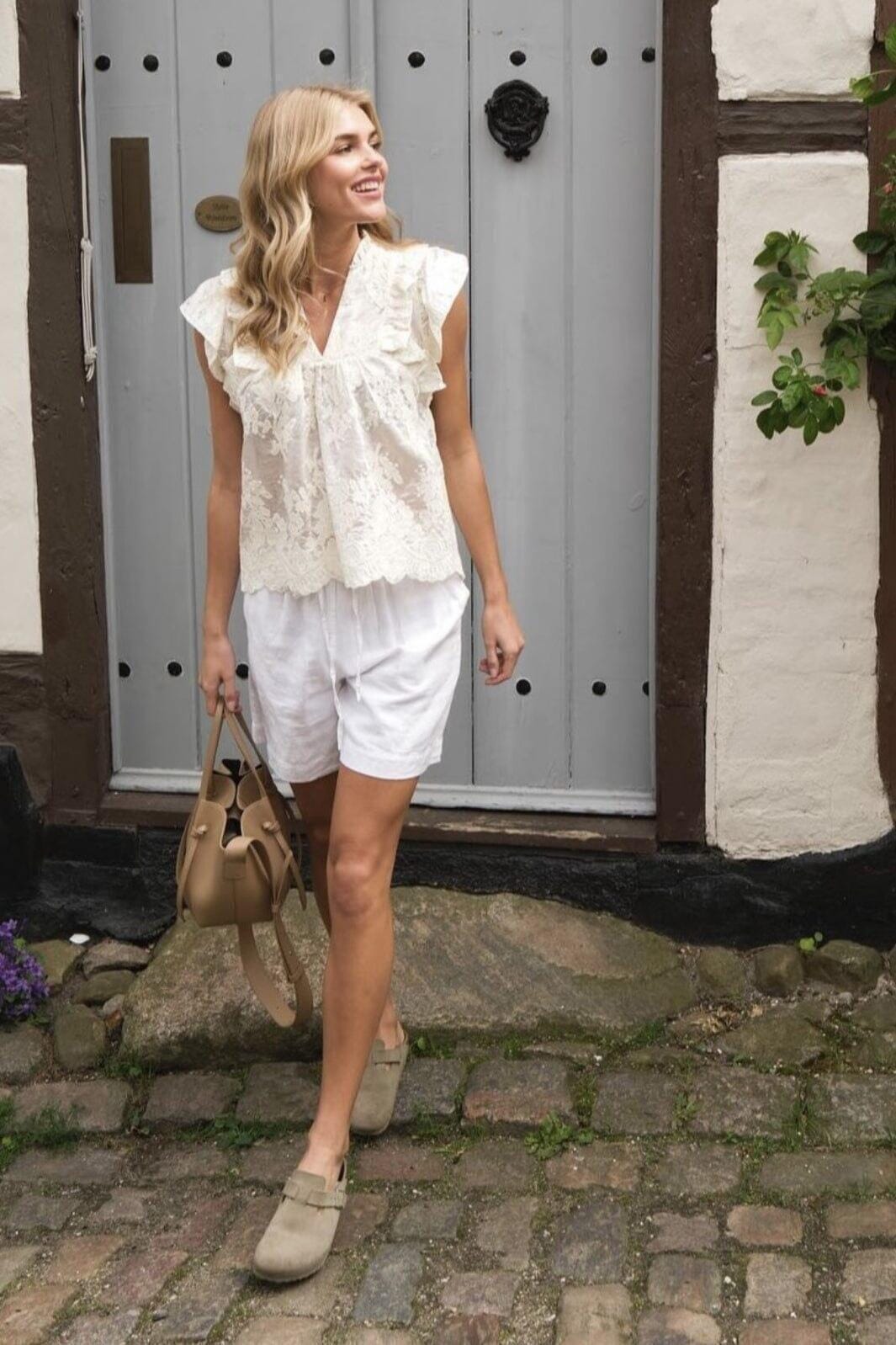Neo Noir - Shea Linen Shorts - White Shorts