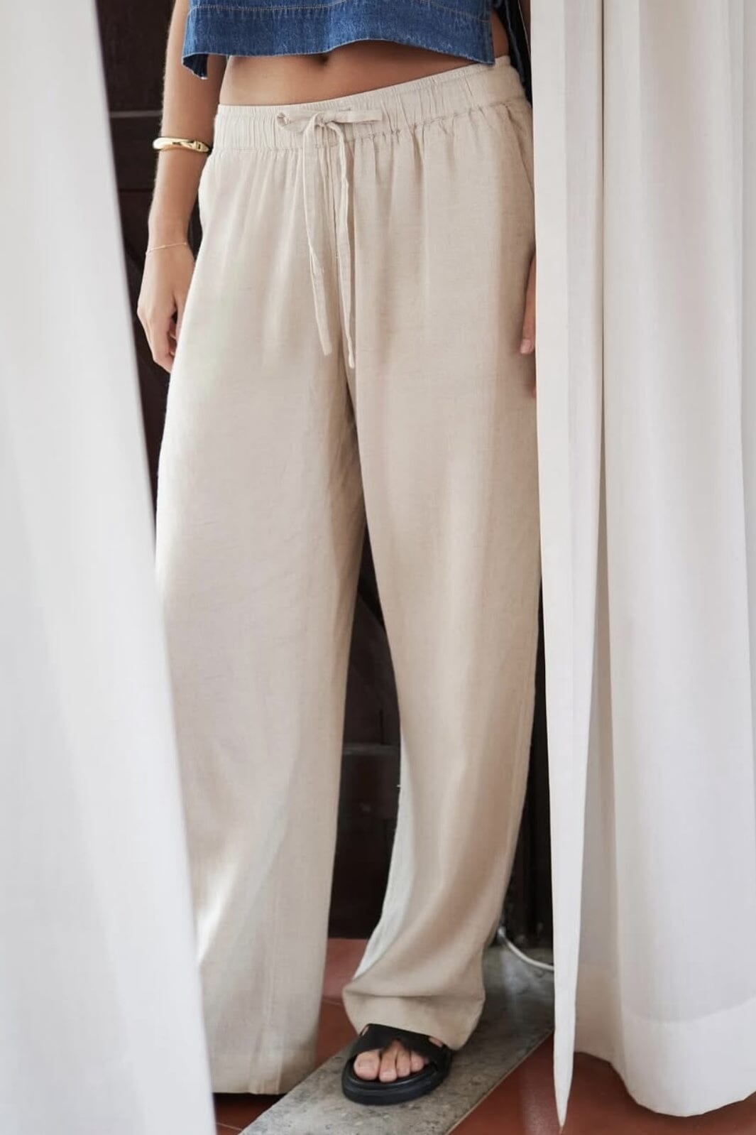 Neo Noir - Sonar Drapy Linen Pants - Natural Bukser
