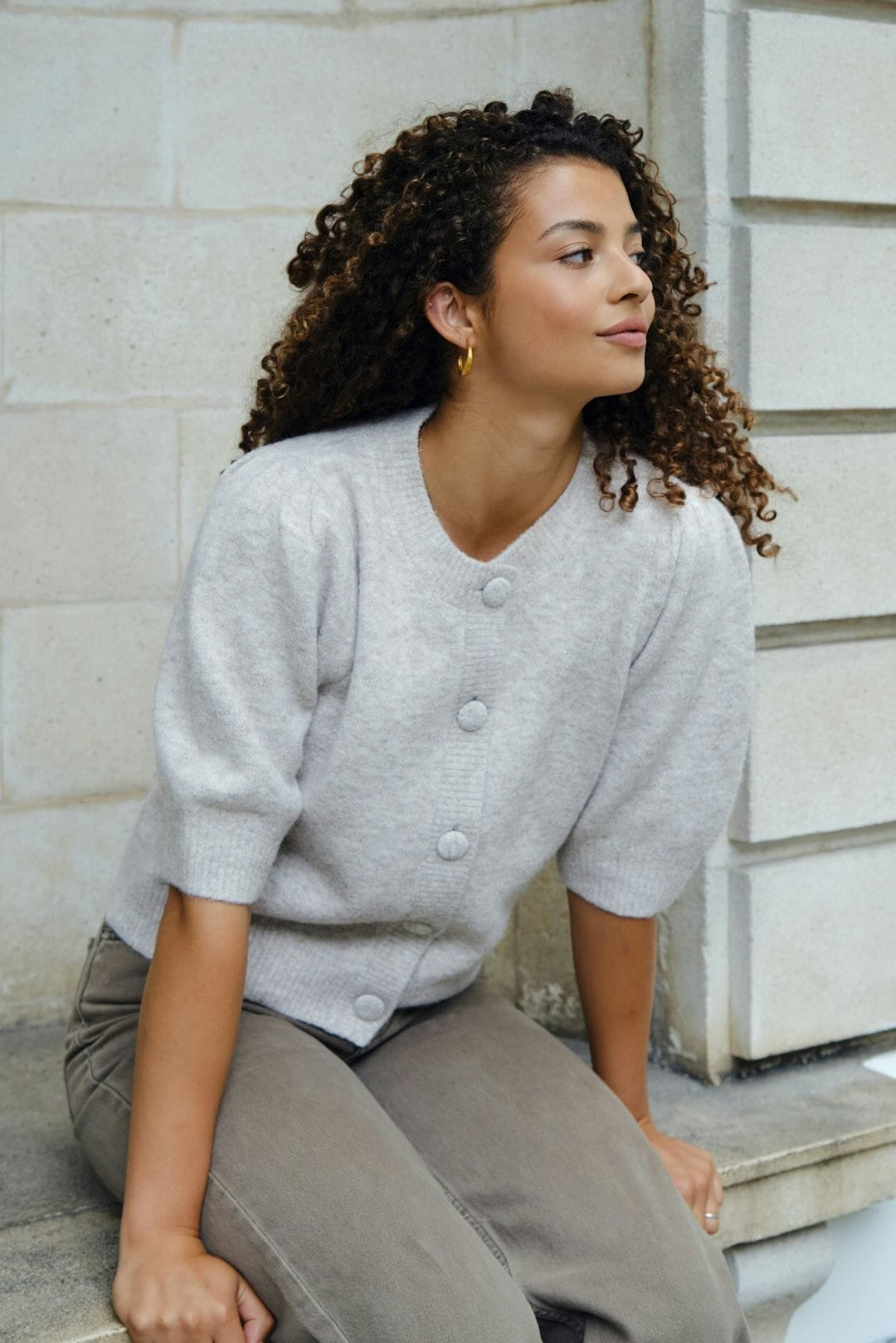 Neo Noir - Trudy Knit Cardigan 160760 - 976 - Beige Melange Cardigans