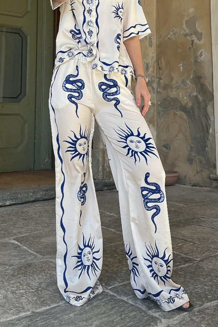 Forudbestilling - Noella - Kimona Pants 13060002 - 1313 Chana Blue Print Bukser