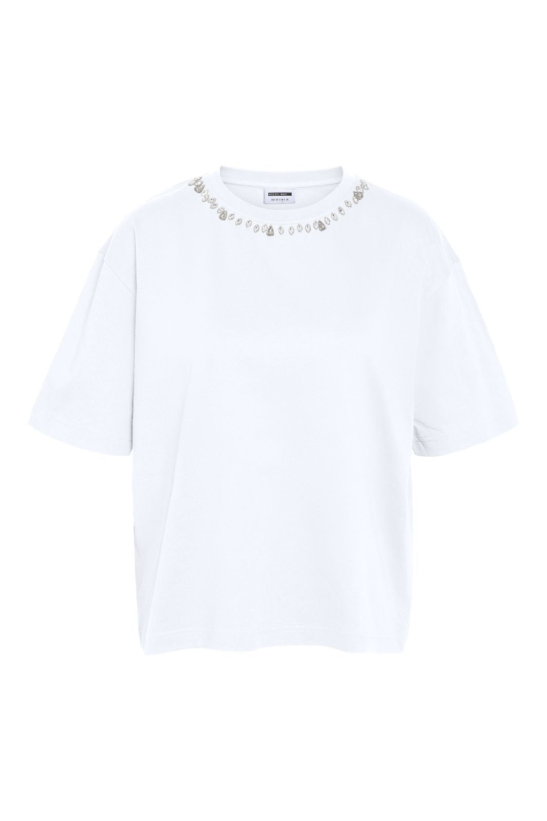 Noisy May - Nmbelle S/S Simili T-Shirt Fwd - 4930162 Bright White Neck Simili