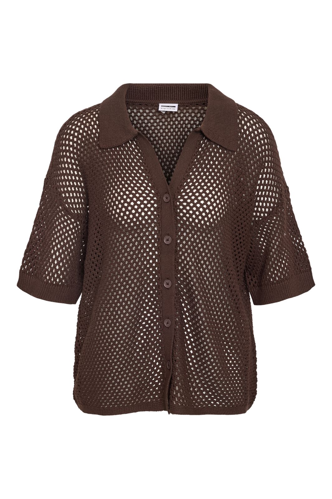 Noisy May - Nmflorine S/S Oversized Knit Shirt - 4766299 French Roast