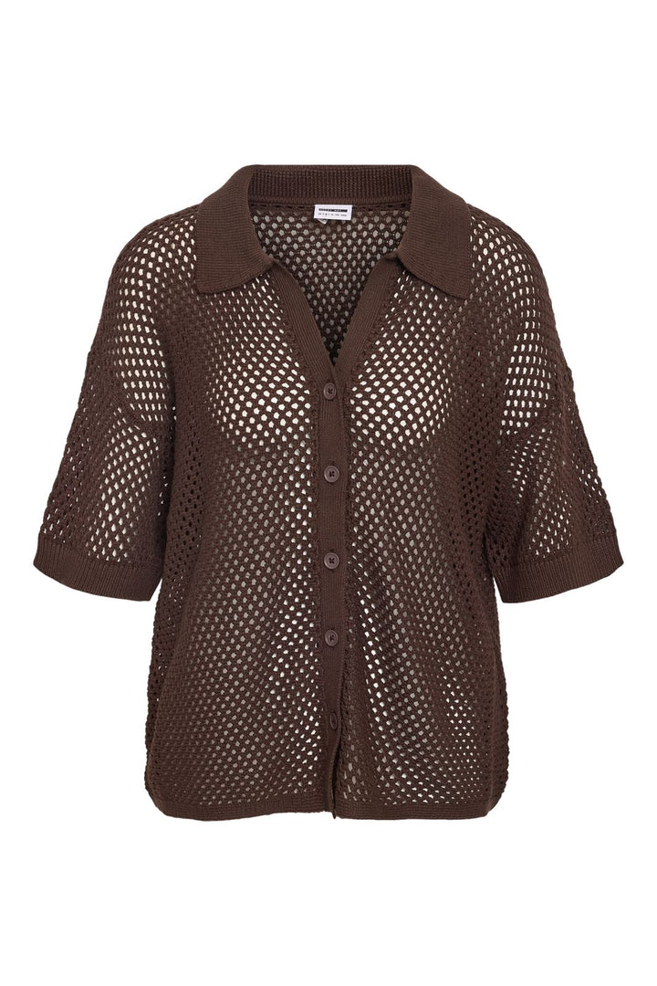 Noisy May - Nmflorine S/S Oversized Knit Shirt - 4766299 French Roast
