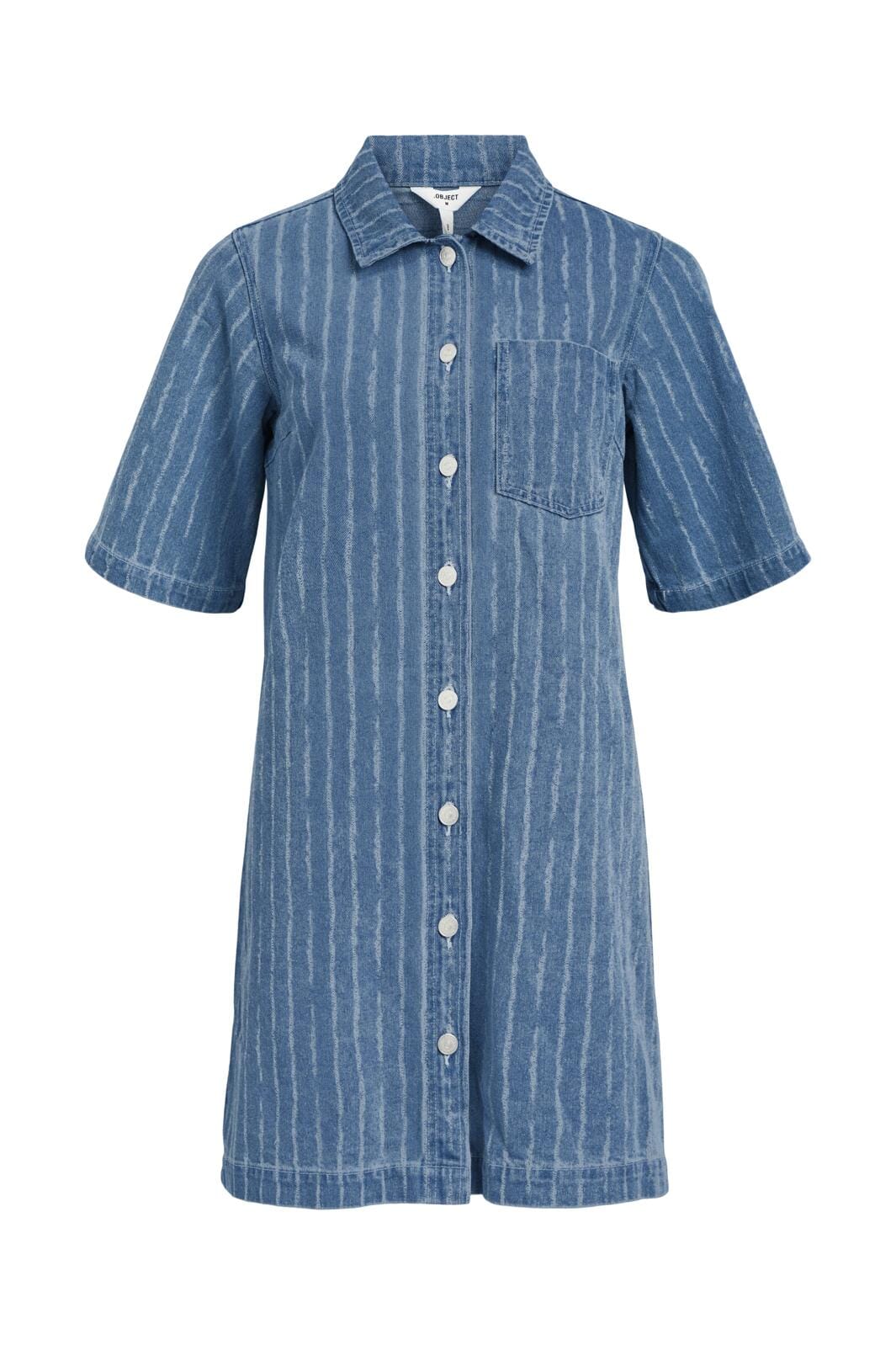 object denim dress Object OBJZOFIA SHIRT DRESS - Denim dress - medium blue denim/blue denim