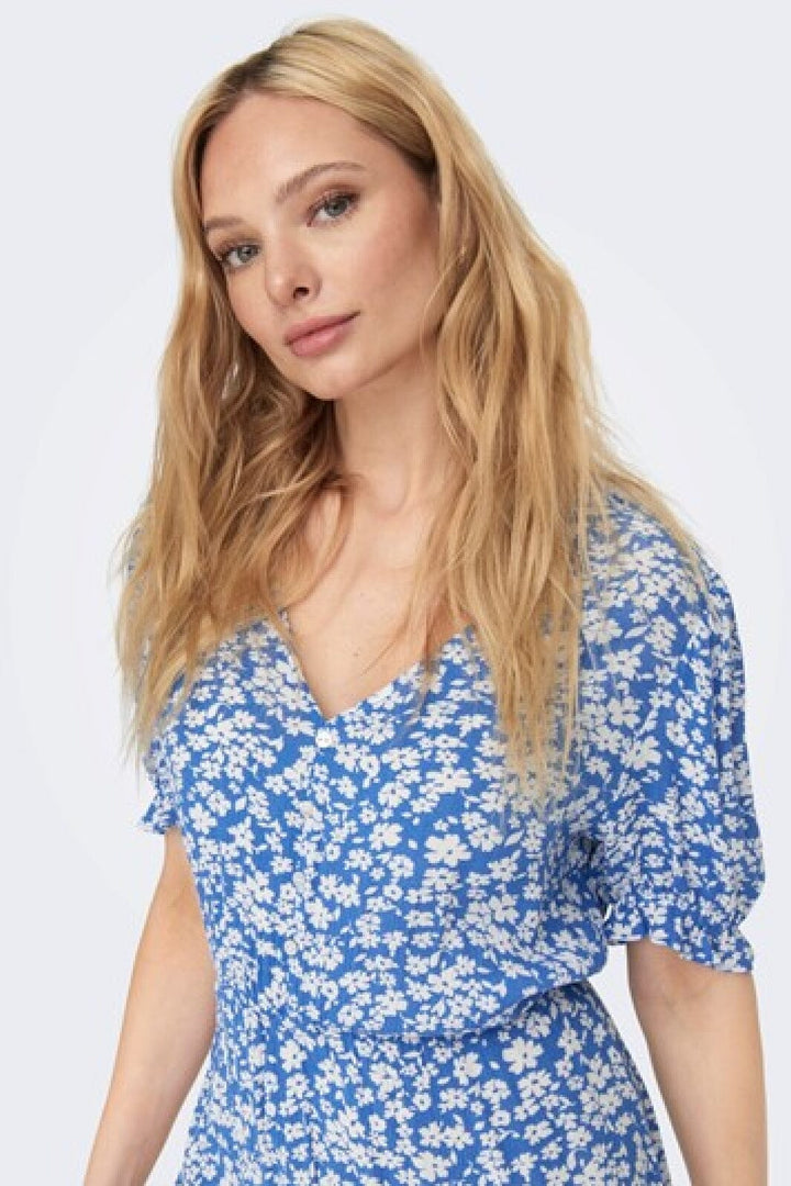 Only - Onlchianti S/S Long Dress - 4032233 Marina WHITE FLOWER Kjoler