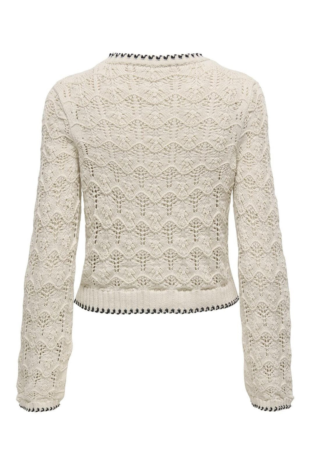 Only - Onlcrystal Life Ls Detail O-Neck Knt - 4681453 Ecru Black