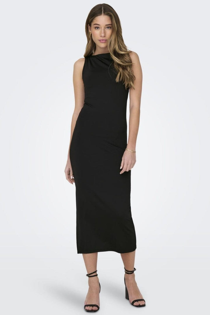 Only - Onlea S/L Long Slit Dress Now - 4423088 Black Kjoler