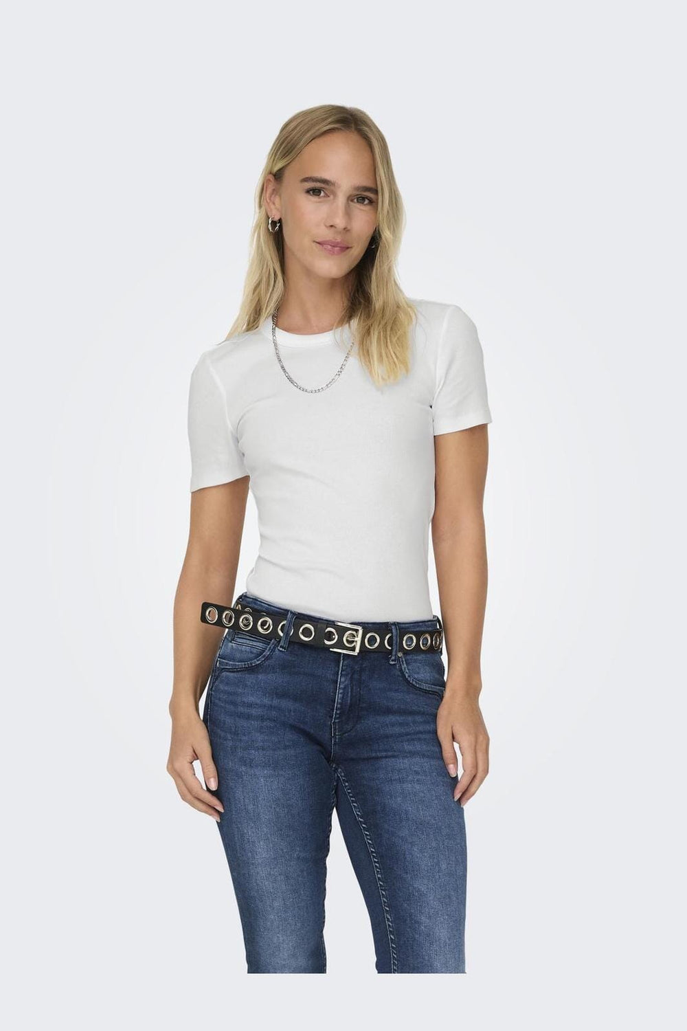 Only - Onleasy S/S O-Neck Top Box - 4571786 Bright White