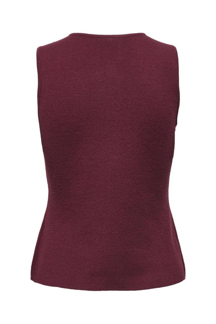 Only - Onlibi Button Sl Vest Cc Knt - 4947078 Zinfandel Silver Button