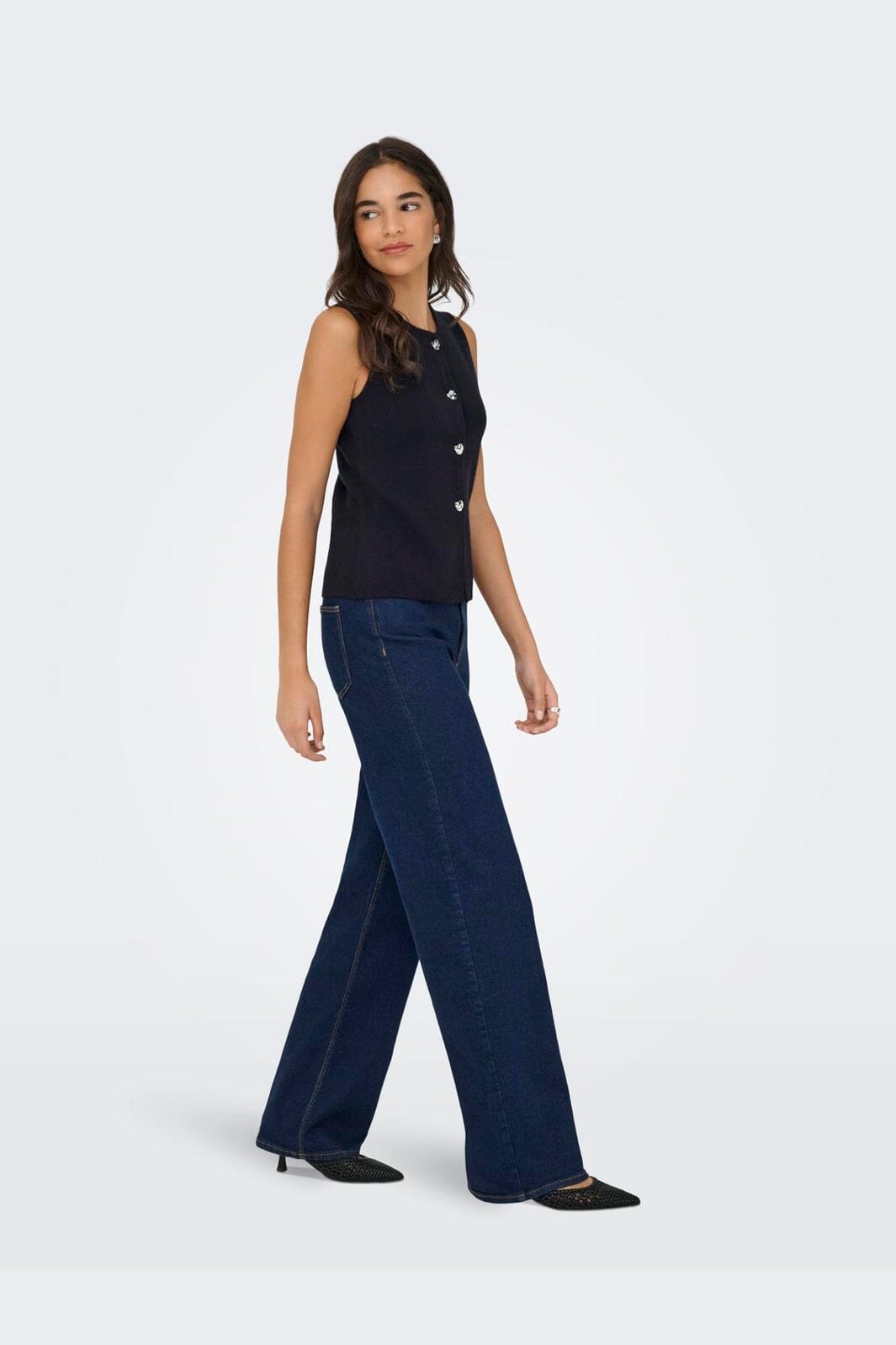 Only - Onlibi Button Sl Vest Cc Knt - 4947079 Night Sky Silver Button