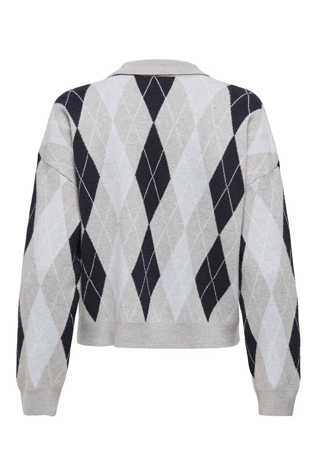 Only - Onlibi Ls Check Polo Cc Knt - 4961940 Light Grey Melange Night/Cashmere Mel/Babys/Dtm Button