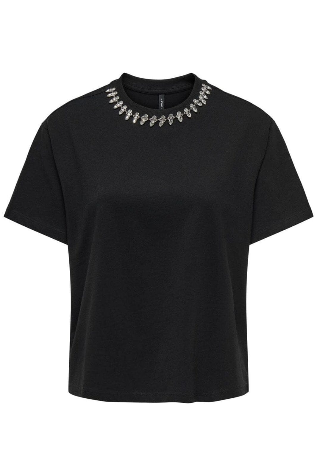 Only - Onlkiara Life S/S O-Neck Top - 4635103 Black Rhinestone+Metal Decoband T-shirts