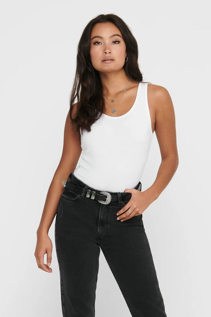 Only - Onllive Love S/L Long Tank Top - 1201450 White