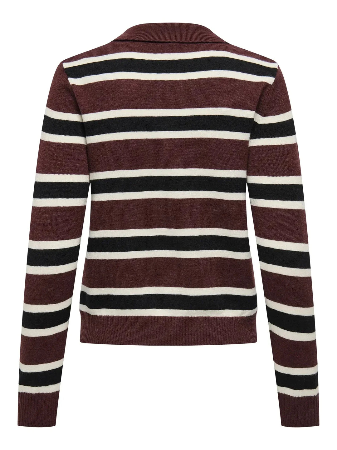 Only - Onllondon Ls Stripe Polo Cc Knt - 4947495 Decadent Chocolate Babys Breath/Black/Dtm Button Strikbluser