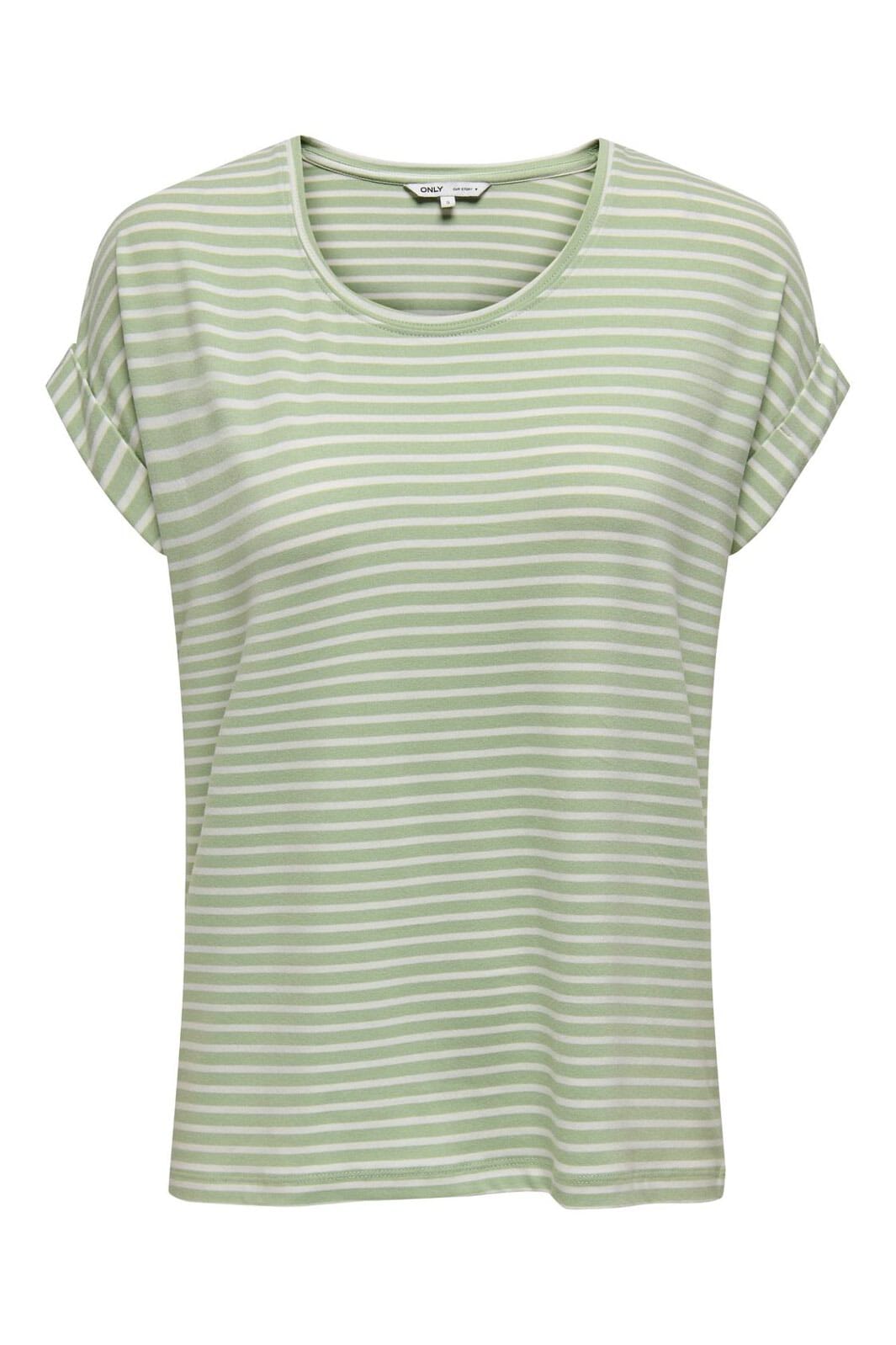 Only - Onlmoster Stripe S/S O-Neck Top - 4693929 Laurel Green Cloud Dancer