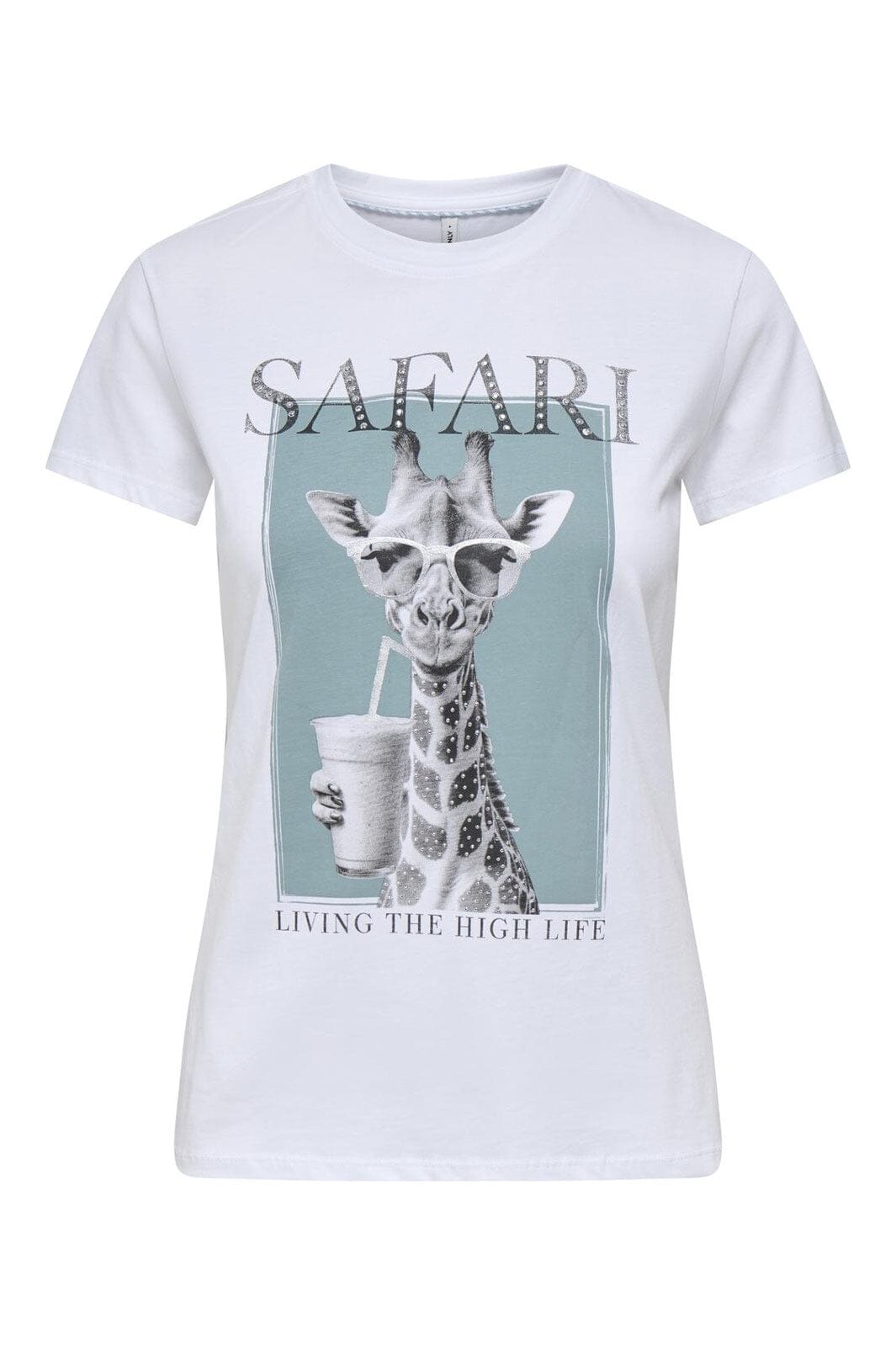 Only - Onlvibe Life S/S Glasses Top Box - 4875398 Bright White Vibe Safari