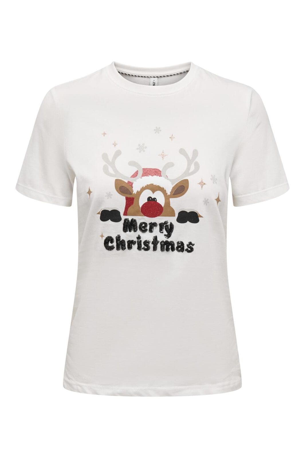 Only - Onlxmas Life Yrsa Christmas S/S Top - 4837835 Cloud Dancer Yrsa Merry