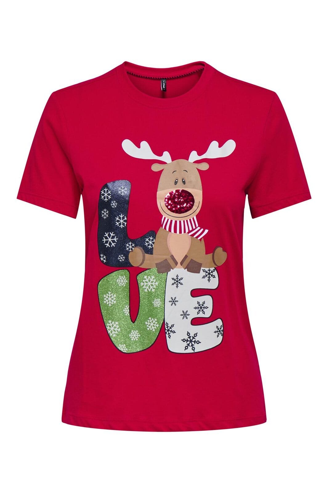 Only - Onlxmas Life Yrsa Christmas S/S Top - 4837841 Urban Red Yrsa Love