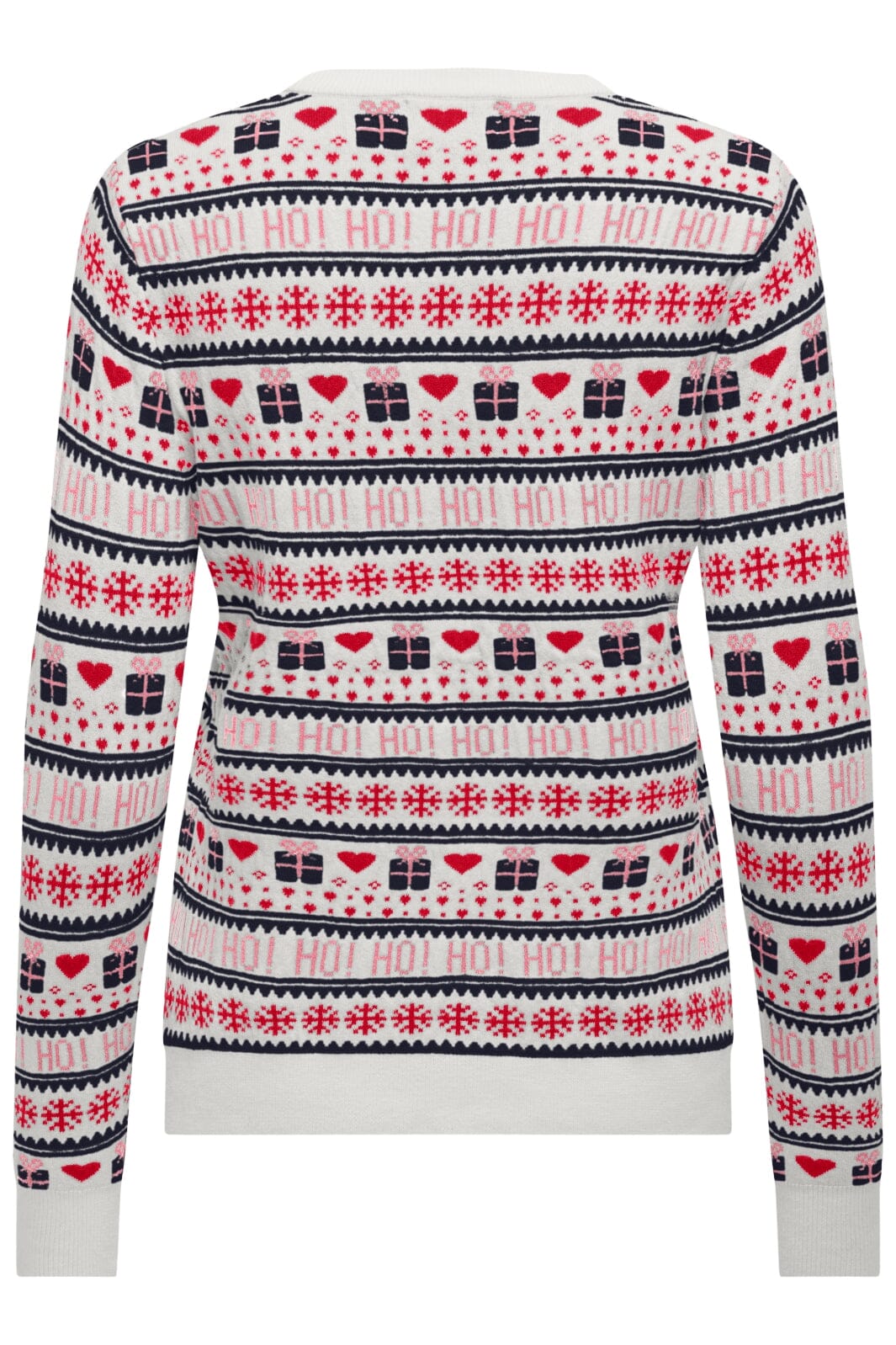 Only - Onlxmas Present Ls O-Neck Knt - 4631335 Cloud Dancer High Risk Red/Night Sky/Bonbon Jul