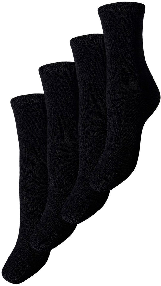 Pieces - Elisa 4-Pack Sokker - Sort Strømper