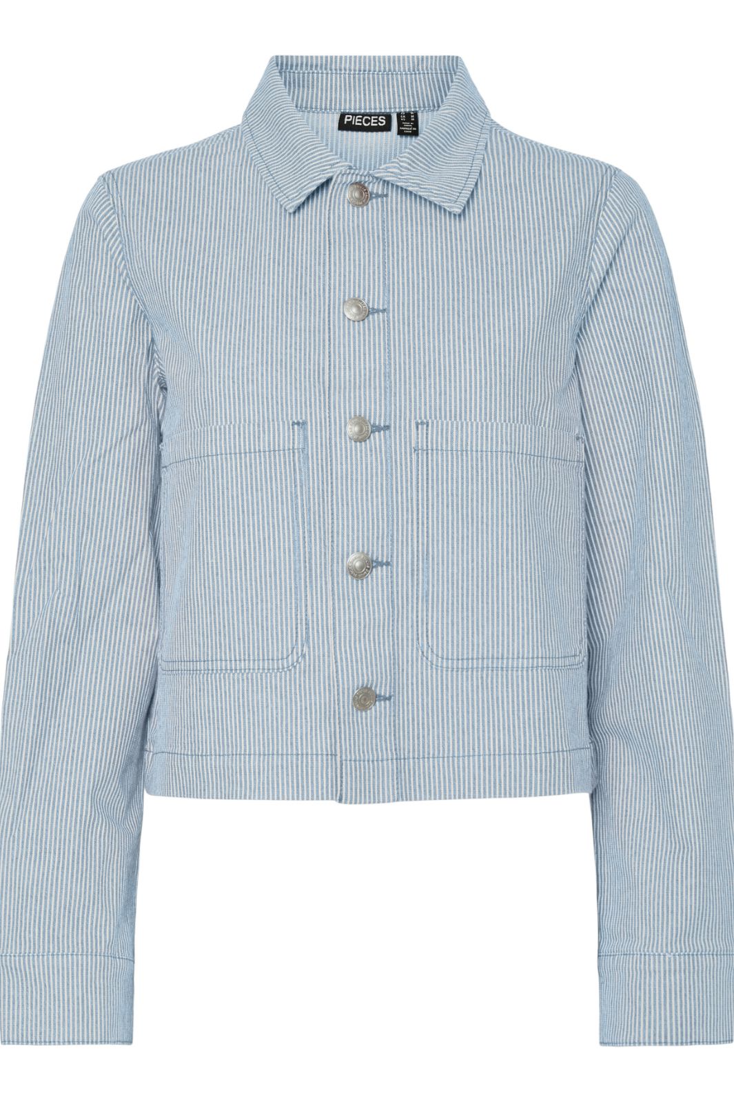 Pieces - Pcbillo Denim Jacket - 4819961 Light Blue Denim White Stripes Jakker