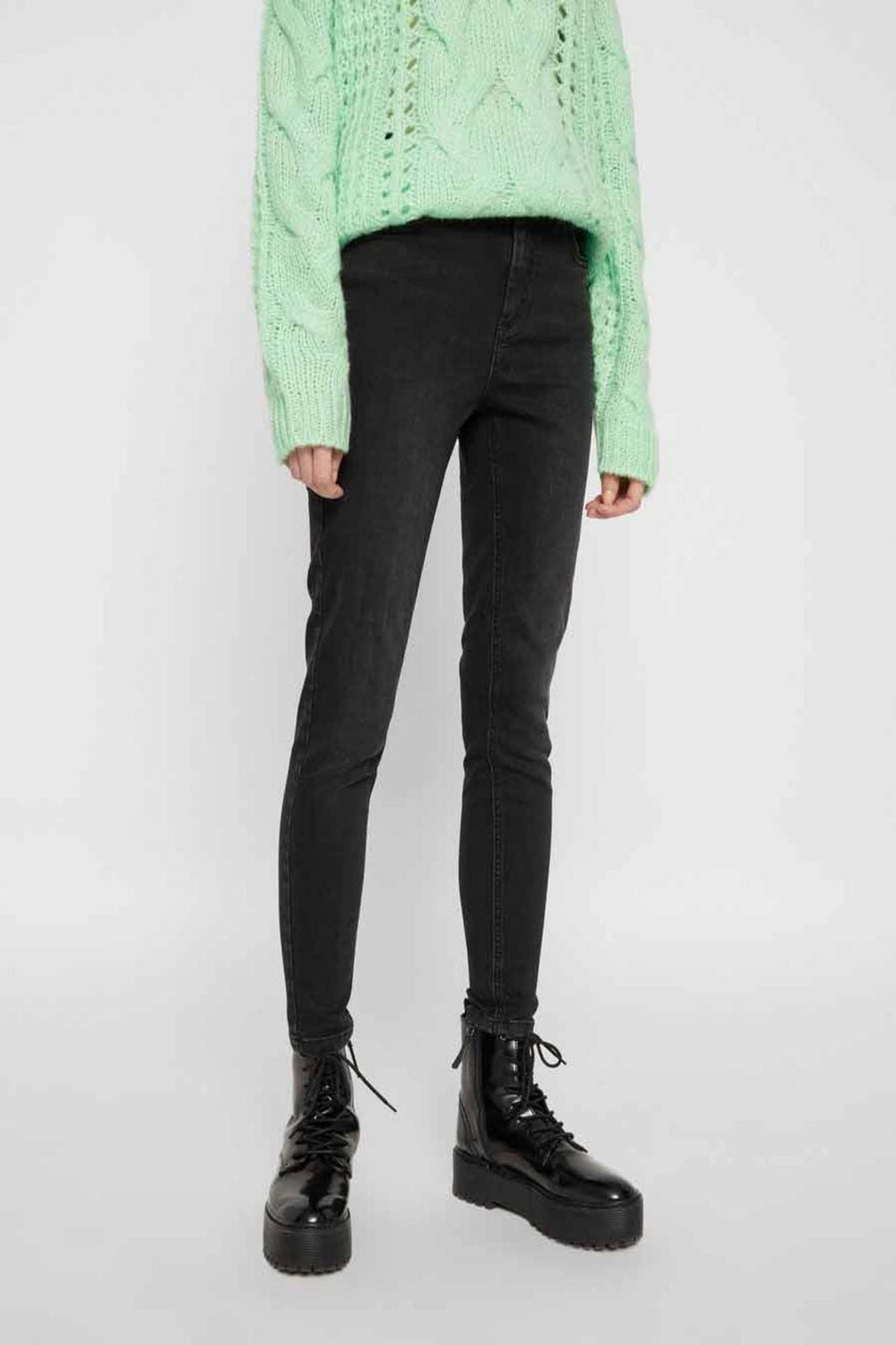 PIECES - Delly Skn MW Jeans - Black Jeans